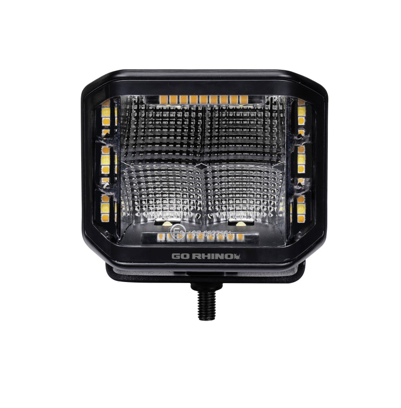 Go Rhino Xplor Blackout Combo Series Cube Sideline LED Flood Lights w/Amber 4x3 - Blk (Pair) Go Rhino