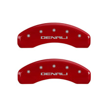 Load image into Gallery viewer, MGP 4 Caliper Covers Engraved Front &amp; Rear Denali Red finish silver ch MGP