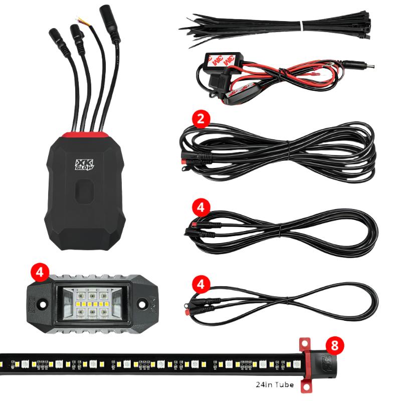 XK Glow RGBW Addressable LED Underglow Kits Advanced XKalpha App Controlled-Light Accessories and Wiring-XKGLOW