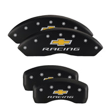 Load image into Gallery viewer, MGP 4 Caliper Covers Engraved Front &amp; Rear Silverado Red finish silver ch MGP