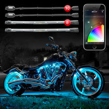 Load image into Gallery viewer, XK Glow Strip Million Color XKCHROME Smartphone App ATV/Motorcycle LED Light Kit 10XPod + 8X10In-Light Accessories and Wiring-XKGLOW