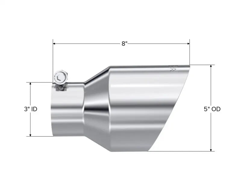 MBRP Universal T304 Stainless Steel Tip  3on ID / 5in OD Out / 8in Length Angle Cut Dual Wall MBRP
