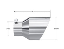 Load image into Gallery viewer, MBRP Universal T304 Stainless Steel Tip  3on ID / 5in OD Out / 8in Length Angle Cut Dual Wall MBRP