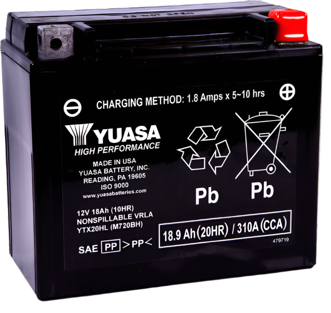Yuasa YTX20HL Maintenance Free AGM 12 Volt Battery-Batteries-Yuasa Battery