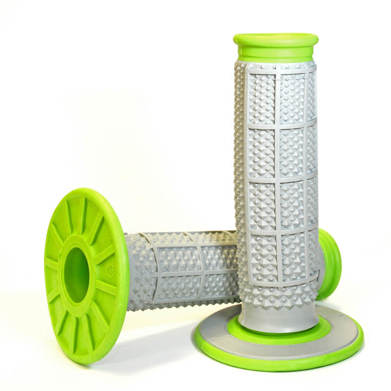 Renthal MX Dual Compound Grips Tapered 1/2 Waffle - Grey/ Green - Black Ops Auto Works