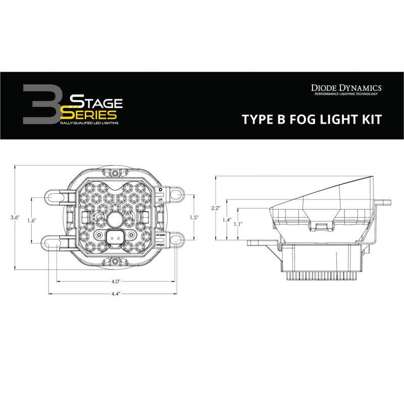 Diode Dynamics SS3 Sport Type B Kit ABL - Yellow SAE Fog-Light Accessories and Wiring-Diode Dynamics-691025933550-