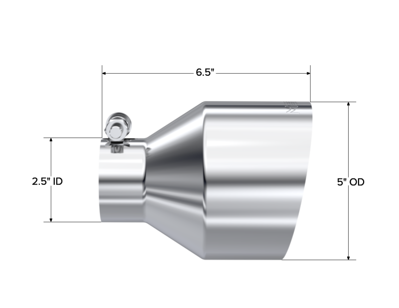 MBRP Universal T304 Stainless Steel Tip 2.5in ID / 5in OD Out / 6.5in Length Angle Cut Single Wall MBRP