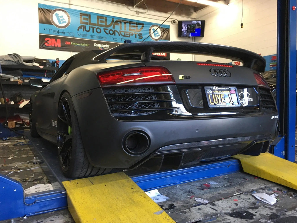 German Rush Carbon Fiber V8 Style Rear Diffuser for 2007-2012 Audi R8 - German Rush CFRDFV80713