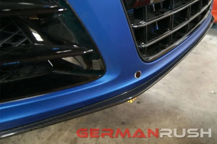 German Rush front splitter in carbon fiber angle on a 2007-2015 Audi R8, image 3