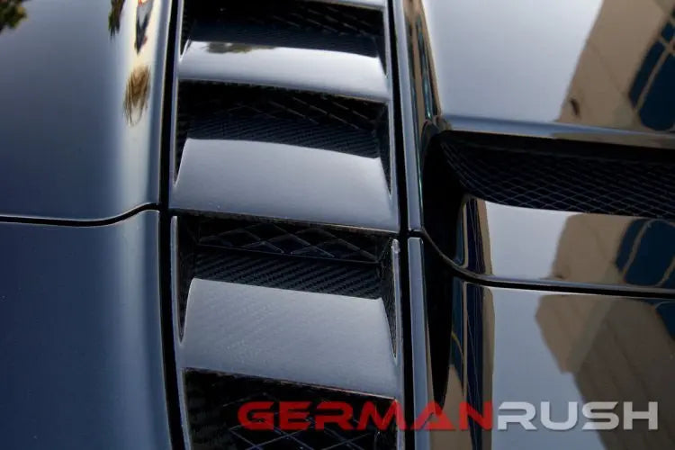 German Rush rear engine vents in carbon fiber angle on a 2009-2015 Audi R8 Spyder, image 3