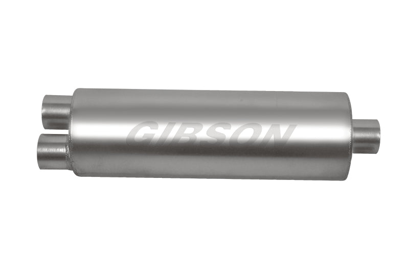 Gibson SFT Superflow Dual/Center Round Muffler - 8x24in/3in Inlet/4in Outlet - Stainless Gibson GIB788050S