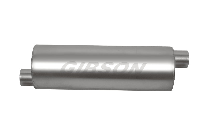 Gibson SFT Superflow Offset/Offset Round Muffler - 8x24in/3in Inlet/3in Outlet - Stainless Gibson GIB421887