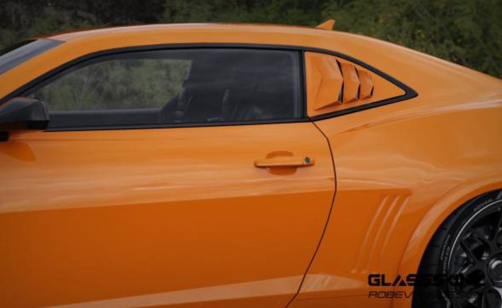 2010-15 Chevrolet Camaro Quarter Louvers - GlassSkinz CAM5BAKKDRAFT-QTR-RAWGB