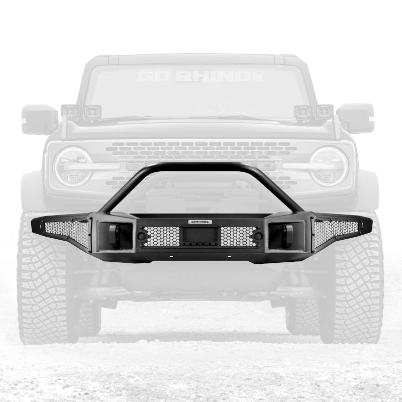 Go Rhino 21-24 Ford Bronco (2 and 4 Door) Rockline Full Width Bumper w/ Overrider Bar - Go Rhino GOR331401T