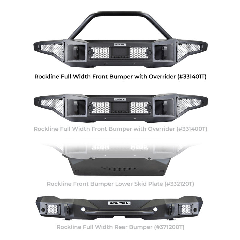 Go Rhino 21-24 Ford Bronco (2 and 4 Door) Rockline Full Width Bumper w/ Overrider Bar - Go Rhino GOR331401T