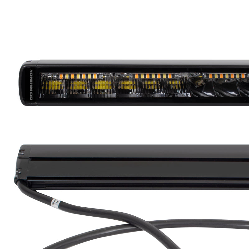 Go Rhino Xplor Blackout Combo Series Sgl Row LED Light Bar w/Amber (Side/Track Mount) 20.5in. - Blk - Go Rhino GOR751052012CS