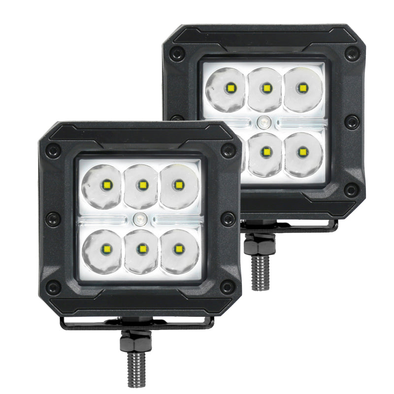 Go Rhino Xplor Bright Series Cube LED Spot Light Kit (Surface/Threaded Stud Mount) 3x3 - Blk (Pair) - Go Rhino GOR751803023SC