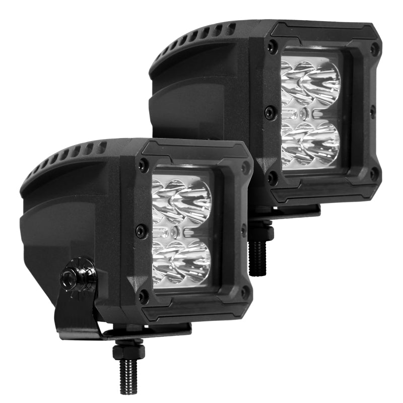 Go Rhino Xplor Bright Series Cube LED Spot Light Kit (Surface/Threaded Stud Mount) 3x3 - Blk (Pair) - Go Rhino GOR751803023SC