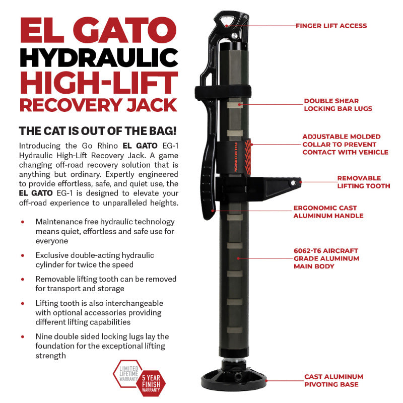 Go Rhino Xventure Gear EG1 El Gato Hydraulic Jack - Graphite - Go Rhino GORXG-RJ50010B