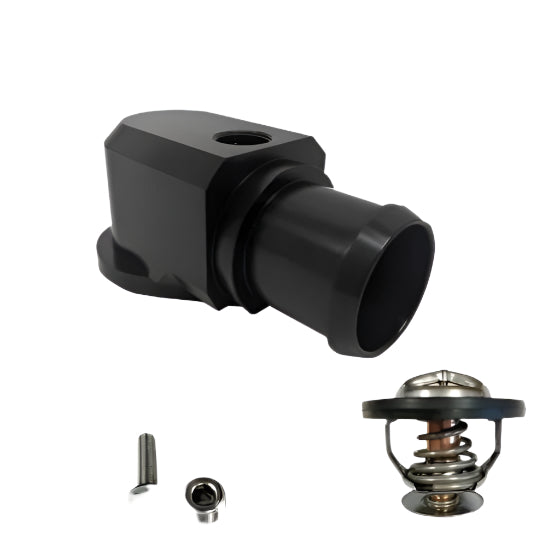 Granatelli 18-21 Jeep Trackhawk Billet Thermostat Housing w/180 Deg Thermostat - Black - Granatelli Motor Sports GMS430180B