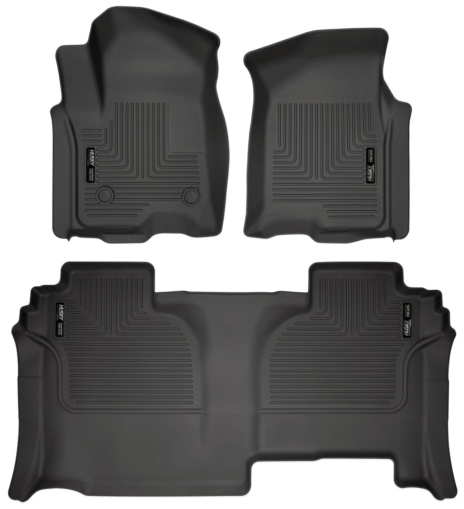Husky Liners 19-23 GMC Sierra 1500 Double Cab Weatherbeater Black Front & 2nd Seat Floor Liners-Husky Liners-HSL94031