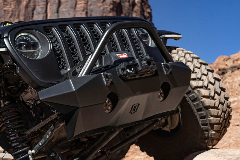 ICON 2018+ Jeep Wrangler JL / 2020+ Jeep Gladiator JT Pro Recessed Impact Front Bumper w/Bar & Tabs ICON ICO25244