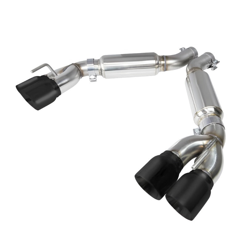 Quad 4 inch black ceramic coated tips detail on Kooks 22606260 Camaro exhaust