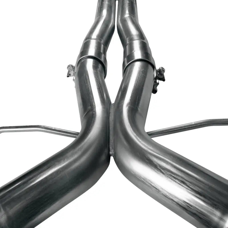 Polished quad 4 inch OEM-style tips detail on Kooks 34104200 Jeep exhaust