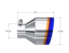 Load image into Gallery viewer, MBRP Univ. T304 Stainless Steel Burnt End Tip 2.5in ID / 5in OD / 6.5in Length Angle Cut Single Wall - MBRP PT5190BE