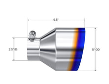 Load image into Gallery viewer, MBRP Univ. T304 Stainless Steel Burnt End Tip 2.5in ID / 5in OD / 6.5in Length Angle Cut Single Wall - MBRP PT5190BE