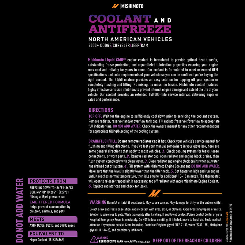 Mishimoto Mishimoto Liquid Chill EG Coolant, North American Vehicles, Purple