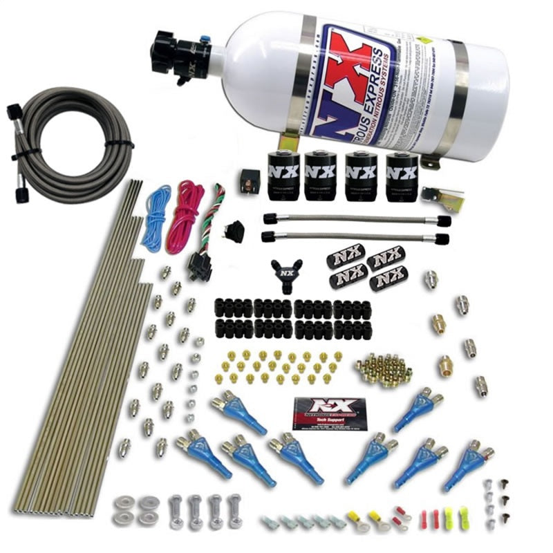 Nitrous Express 8 Cyl Shark Direct Port 4 Solenoids Nitrous Kit (200-600HP) w/10lb Bottle, product view 1