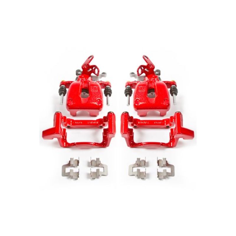 Power Stop 08-09 Audi A3 Rear Red Calipers w/Brackets - Pair-PowerStop-PSBS2976