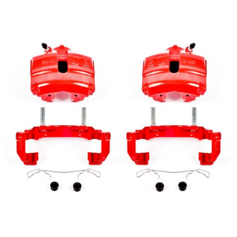 Power Stop 08-09 Audi TT Front Red Calipers w/Brackets - Pair-PowerStop-PSBS2974A
