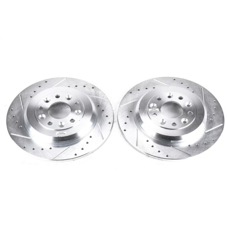 Power Stop 11-15 Ford Edge Rear Evolution Drilled & Slotted Rotors - Pair-PowerStop-PSBAR8180XPR