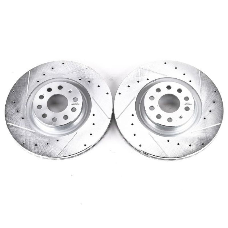 Power Stop 15-18 Audi S3 Front Evolution Drilled & Slotted Rotors - Pair-PowerStop-PSBEBR1497XPR