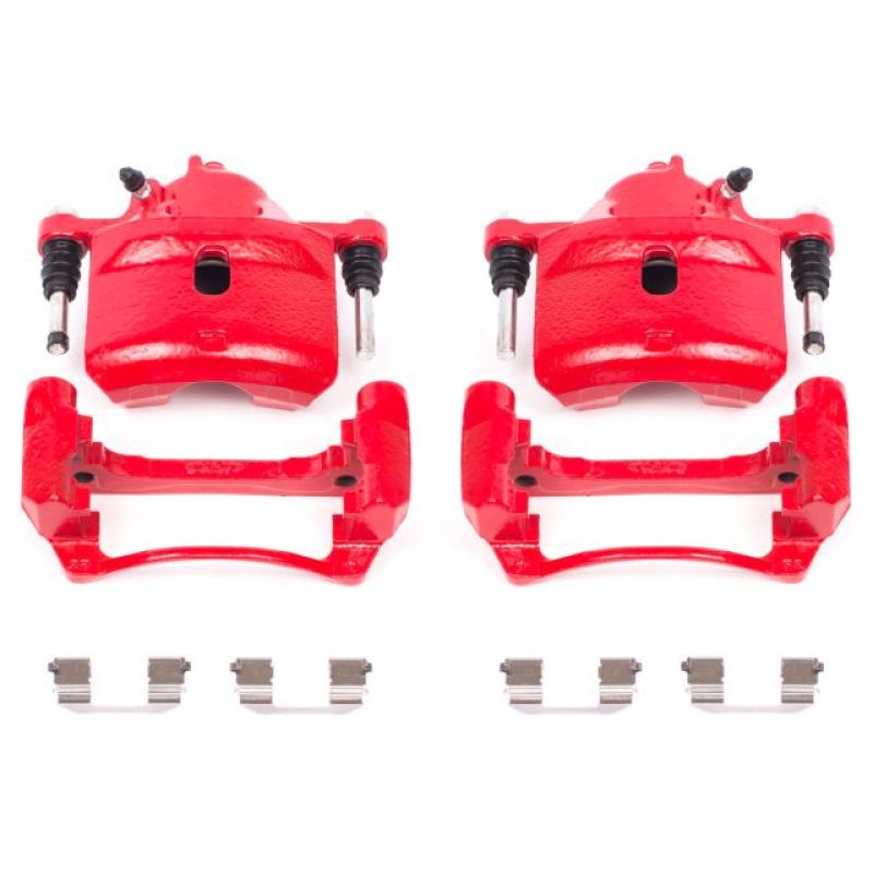 Power Stop 98-02 Honda Accord Front Red Calipers w/Brackets - Pair-PowerStop-PSBS2090