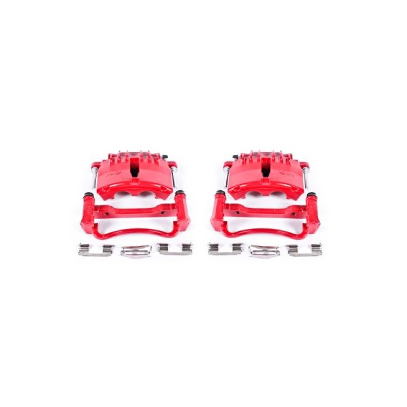 Power Stop 99-02 Ford Mustang Front Red Calipers w/Brackets - Pair-PowerStop-PSBS4722