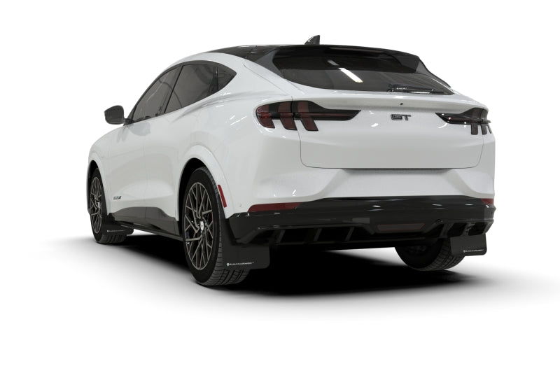 Rally Armor 21-23 Ford Mustang Mach-E Black UR Mud Flap w/ Metallic Black Logo - Rally Armor MF96-UR-BLK-MBK