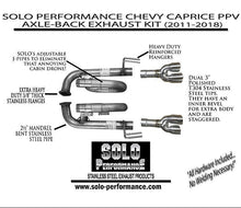 Load image into Gallery viewer, 2011-2018 Caprice PPV V8 Axle Back Exhaust Kit, included components overview
