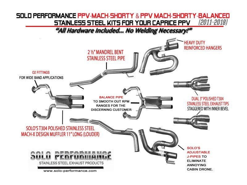 2011-2018 Caprice PPV-Mach-Shorty and PPV-Mach-Shorty-Balanced CAT Back Exhaust Kits, alternate product view
