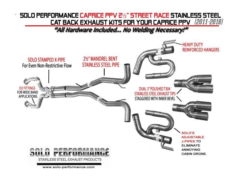 2011-2018 Caprice PPV 2½” Street Race Exhaust Kit, alternate product view