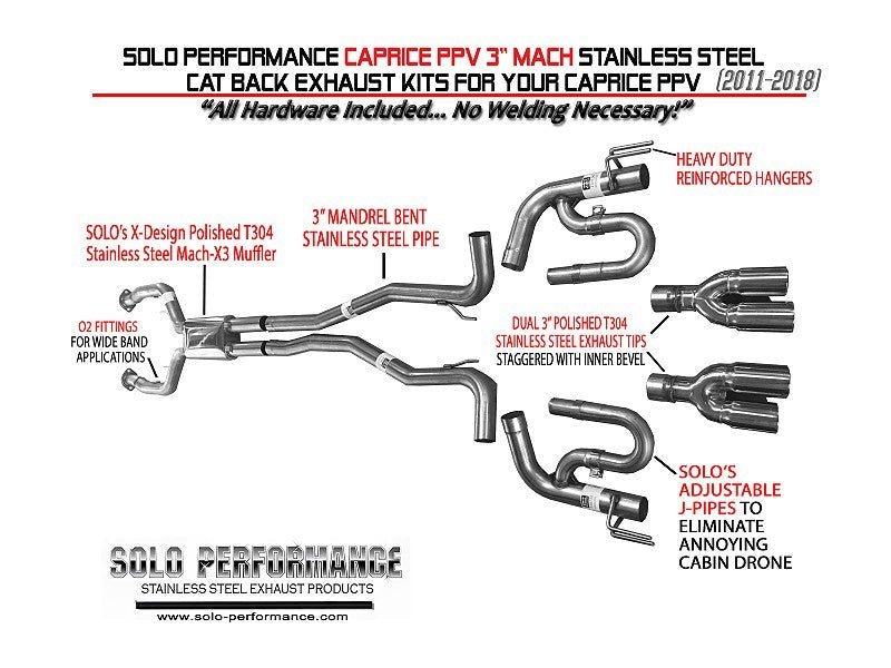 2011-2017 Chevrolet Caprice Solo Performance 3" Mach X3 Catback Exhaust, exhaust component detail
