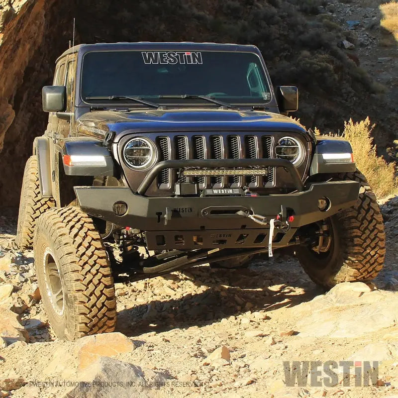Westin Westin 18-19 Jeep Wrangler JL WJ2 Full Width Front Bumper w/Bull Bar Textured Black