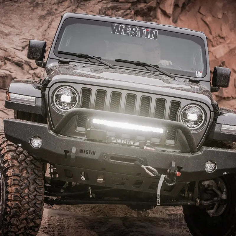 Westin Westin 18-19 Jeep Wrangler JL WJ2 Full Width Front Bumper w/Bull Bar Textured Black